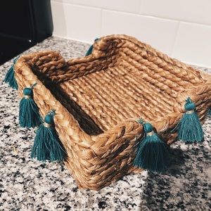 boho basket with tassels